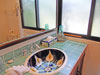 Master Bath with handpainted sink.